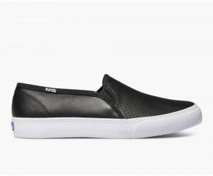 Keds Double Decker Perf δερματινα Slip On γυναικεια μαυρα | KXF317864