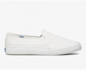 Keds Double Decker δερματινα Slip On γυναικεια ασπρα | ILH569427