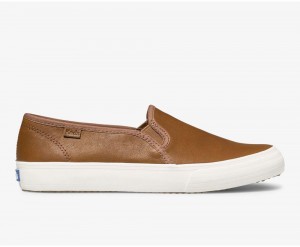 Keds Double Decker δερματινα Slip On γυναικεια καφε | JHM931674