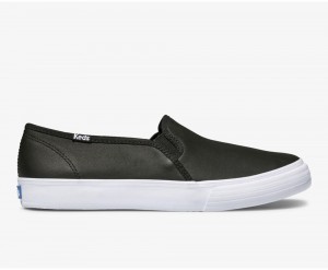 Keds Double Decker δερματινα Slip On γυναικεια μαυρα | LDE524103