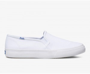 Keds Double Decker καμβα Slip On γυναικεια ασπρα | WIA091634