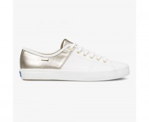 Keds Kickstart 50/50 δερματινα Metallic White/Silver Αθλητικα Παπουτσια γυναικεια ασπρα ασημι | XGS451269