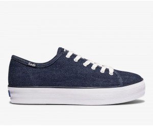 Keds Triple Kick Eco Denim Αθλητικα Παπουτσια γυναικεια μπλε | XMD109238