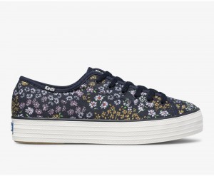 Keds Triple Kick Floral Αθλητικα Παπουτσια γυναικεια σκουρο μπλε | TDA836591