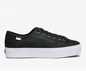 Keds Triple Kick Luxe δερματινα Αθλητικα Παπουτσια γυναικεια μαυρα | QBX206819