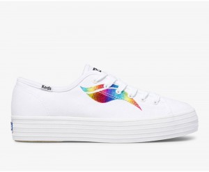 Keds Triple Kick Rainbow Wave Αθλητικα Παπουτσια γυναικεια ασπρα | CEI735684