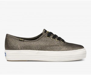 Keds Triple Metallic Twill Αθλητικα Παπουτσια γυναικεια χρυσο χρωμα | DIV831754