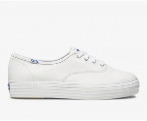 Keds Triple δερματινα Αθλητικα Παπουτσια γυναικεια ασπρα | QLW634798