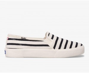 Keds x Hatch Double Decker Bateau Stripe Slip On γυναικεια ασπρα μαυρα | BOY619705