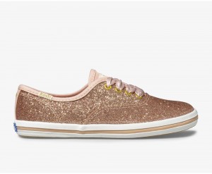 Keds x Kate Spade New York Champion Glitter Αθλητικα Παπουτσια για κοριτσια ροζ χρυσο χρωμα | DRK253649