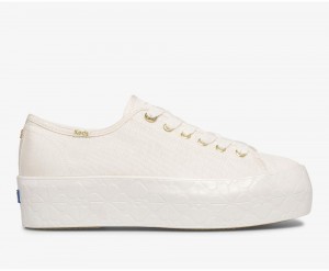 Keds x Kate Spade New York Triple Up Faille Logo Foxing Αθλητικα Παπουτσια γυναικεια ασπρα | NEI240196