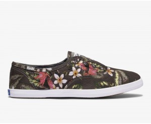 Keds x Organic βαμβακερα Chillax Tropical Washable Slip On γυναικεια μαυρα Πολύχρωμο | XOZ254891