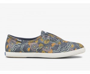 Keds x Organic βαμβακερα Chillax Washable Ripple Twill Slip On γυναικεια σκουρο μπλε Πολύχρωμο | ODW724180