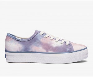 Keds x Organic βαμβακερα Triple Kick Tie Dye Αθλητικα Παπουτσια γυναικεια σκουρο μπλε Πολύχρωμο | RQH108495