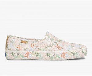 Keds x Rifle Paper Co. Double Decker Meadow Slip On γυναικεια ασπρα Πολύχρωμο | CQV089217