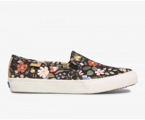 Keds x Rifle Paper Co. Double Decker Strawberry Fields Slip On γυναικεια μαυρα Πολύχρωμο | VSY183926