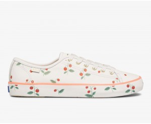 Keds x Rifle Paper Co. Kickstart Mini Strawberries Αθλητικα Παπουτσια γυναικεια ασπρα | XCL059462