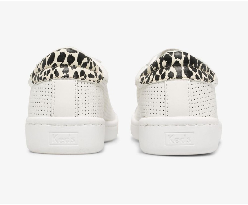 Keds Ace δερματινα White/Leopard Αθλητικα Παπουτσια γυναικεια ασπρα λεοπαρ | IED324518