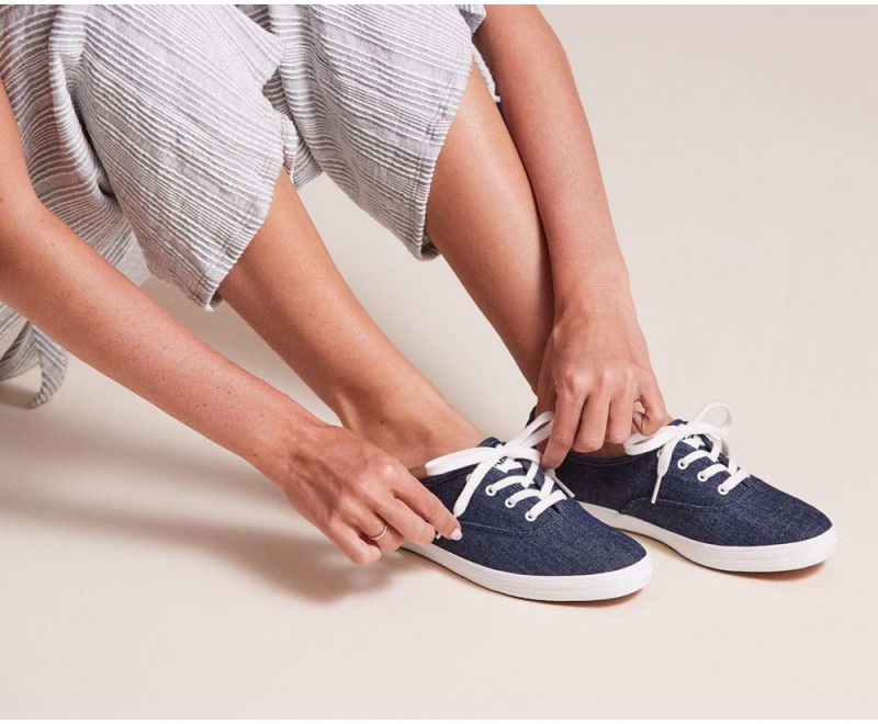 Keds Champion Eco Denim Αθλητικα Παπουτσια γυναικεια μπλε | OSM487962