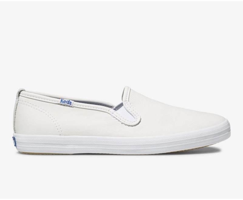 Keds Champion δερματινα Slip On γυναικεια ασπρα | OXY863502