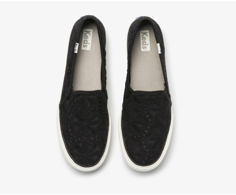 Keds Double Decker Eyelet Slip On γυναικεια μαυρα | YDT450213