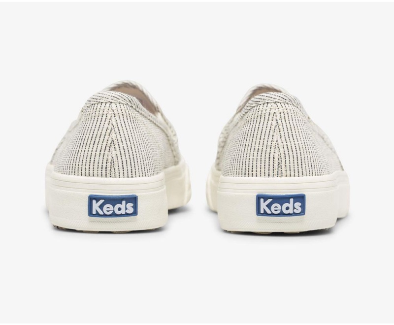 Keds Double Decker Ikat Stripe Slip On γυναικεια ασπρα μαυρα | FRL193768