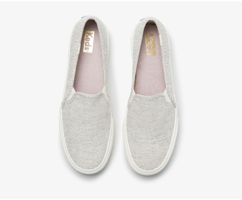 Keds Double Decker Ikat Stripe Slip On γυναικεια ασπρα μαυρα | FRL193768