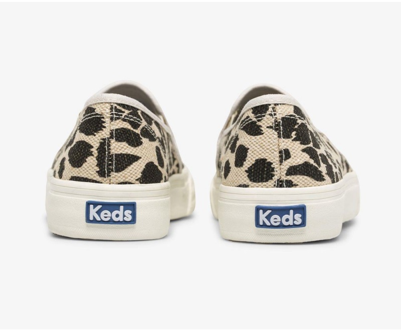 Keds Double Decker Leopard Slip On γυναικεια Μπεζ μαυρα | JGX740921