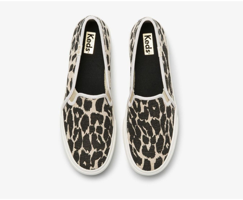 Keds Double Decker Leopard Slip On γυναικεια Μπεζ μαυρα | JGX740921