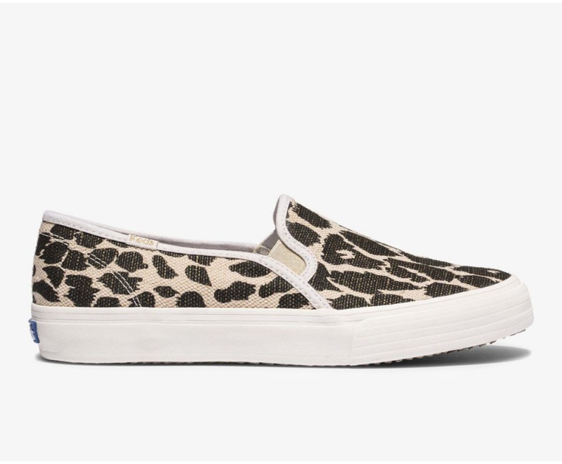 Keds Double Decker Leopard Slip On γυναικεια Μπεζ μαυρα | JGX740921