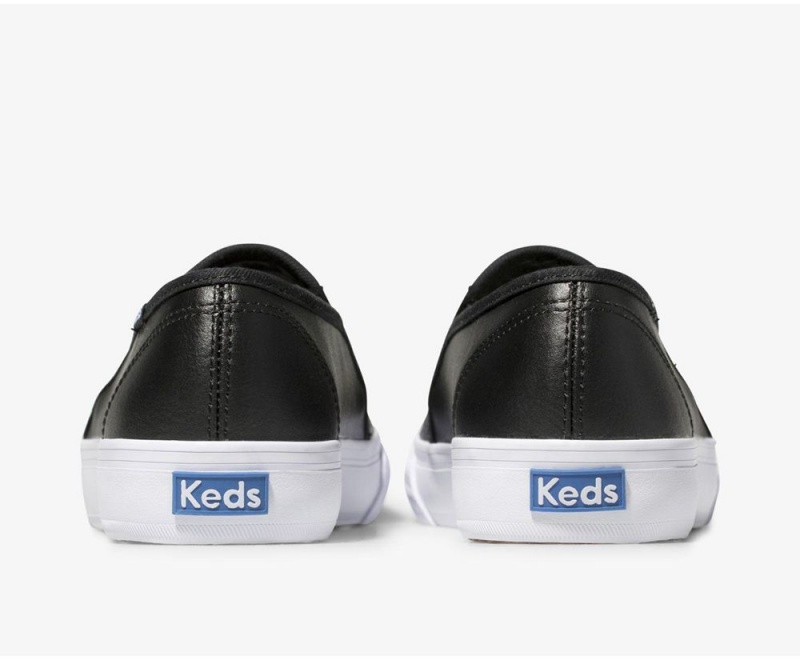 Keds Double Decker Perf δερματινα Slip On γυναικεια μαυρα | KXF317864