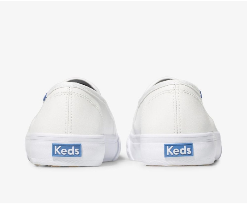 Keds Double Decker Perf δερματινα Slip On γυναικεια ασπρα | YZD862059