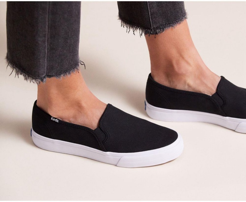 Keds Double Decker καμβα Slip On γυναικεια μαυρα | BIO576318