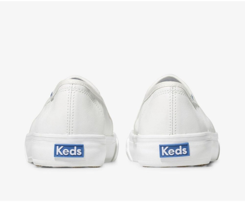 Keds Double Decker δερματινα Slip On γυναικεια ασπρα | ILH569427