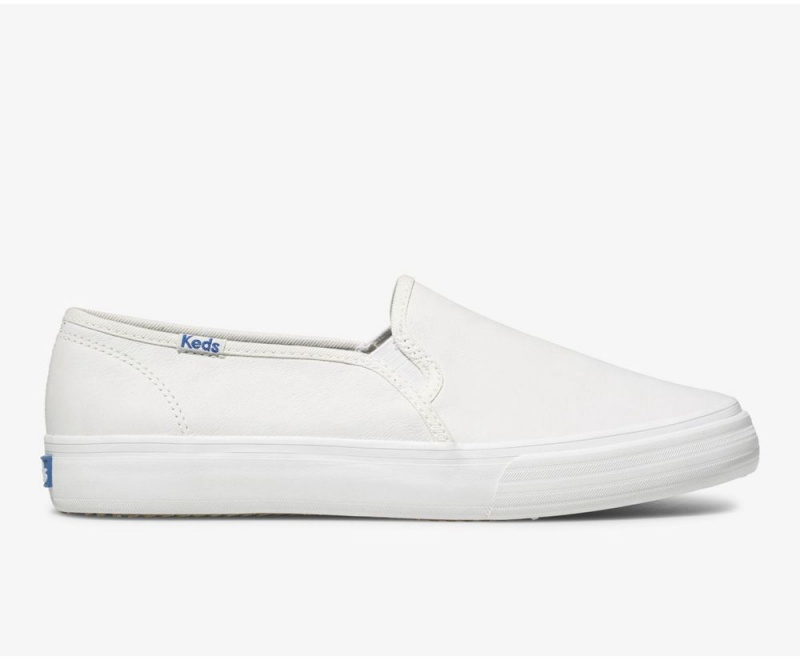 Keds Double Decker δερματινα Slip On γυναικεια ασπρα | ILH569427