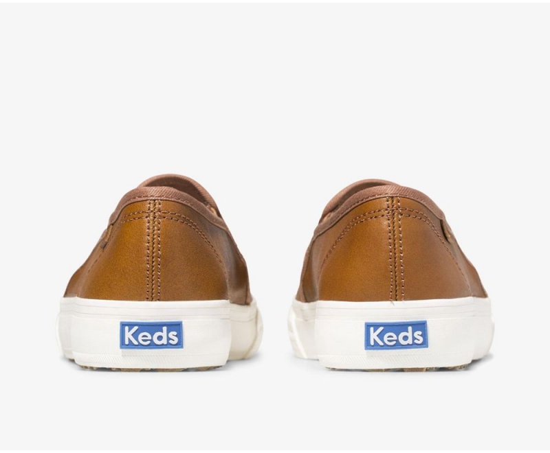 Keds Double Decker δερματινα Slip On γυναικεια καφε | JHM931674