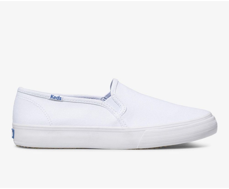 Keds Double Decker καμβα Slip On γυναικεια ασπρα | WIA091634