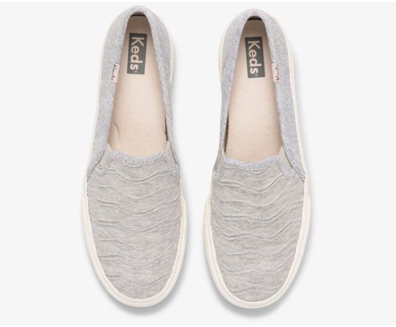 Keds Double Decker Πλευρωτός Wave Jersey Slip On γυναικεια γκρι | EWF861970