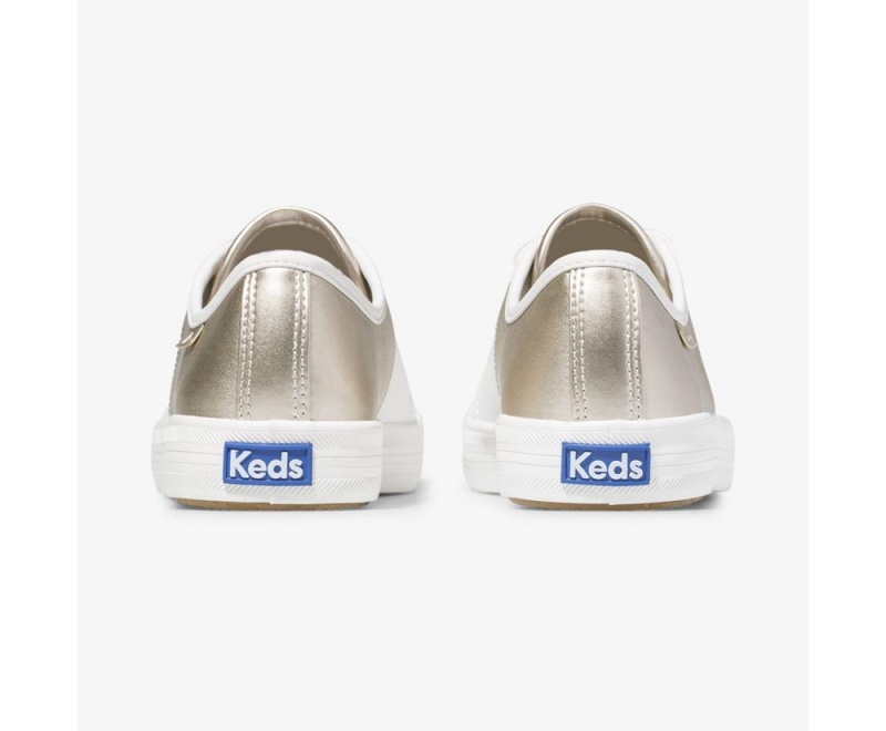 Keds Kickstart 50/50 δερματινα Metallic White/Silver Αθλητικα Παπουτσια γυναικεια ασπρα ασημι | XGS451269