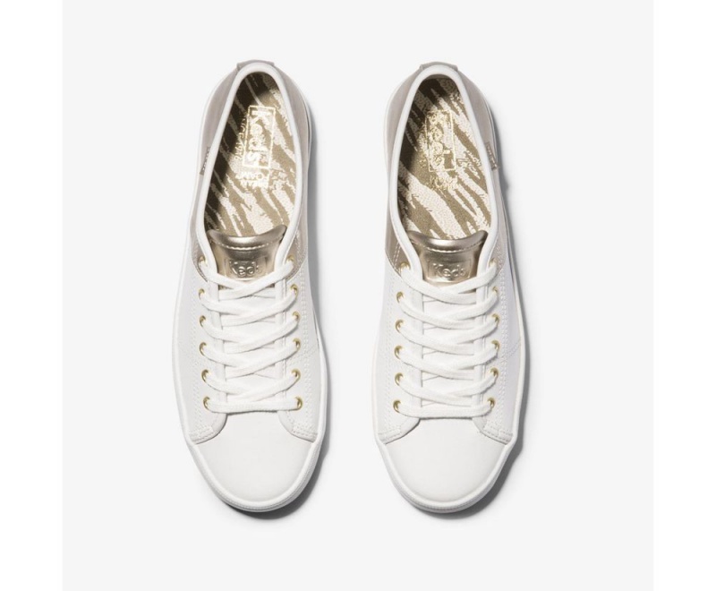 Keds Kickstart 50/50 δερματινα Metallic White/Silver Αθλητικα Παπουτσια γυναικεια ασπρα ασημι | XGS451269