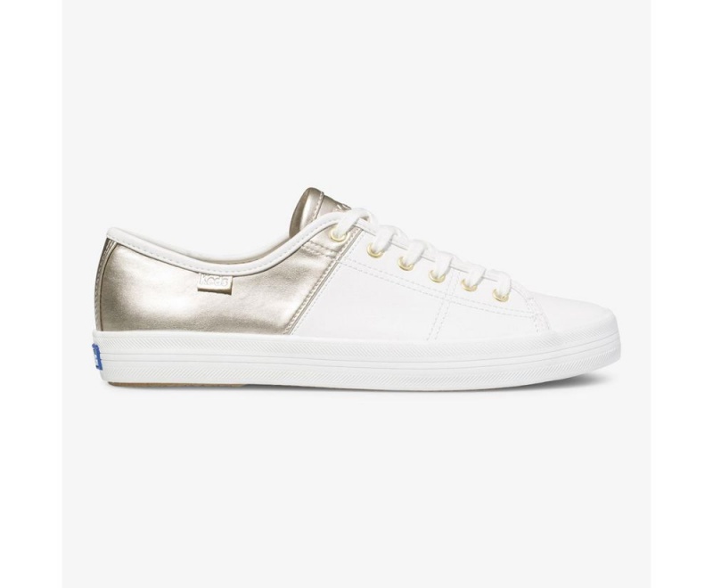 Keds Kickstart 50/50 δερματινα Metallic White/Silver Αθλητικα Παπουτσια γυναικεια ασπρα ασημι | XGS451269