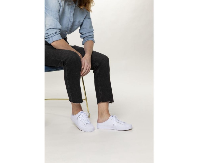 Keds Kickstart καμβα Mules γυναικεια ασπρα | ZEU269385