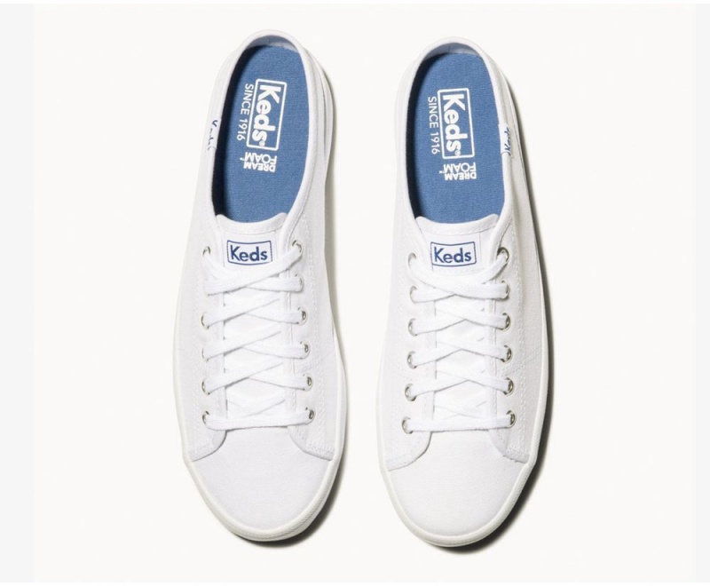 Keds Kickstart καμβα Mules γυναικεια ασπρα | ZEU269385