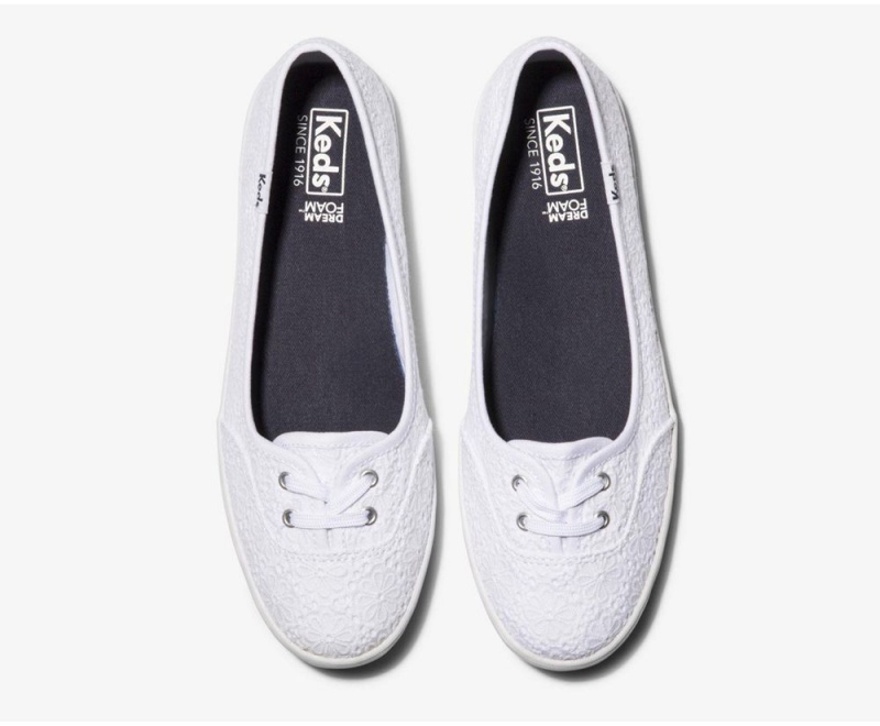 Keds Teacup Eyelet Slip On γυναικεια ασπρα | WNM682574