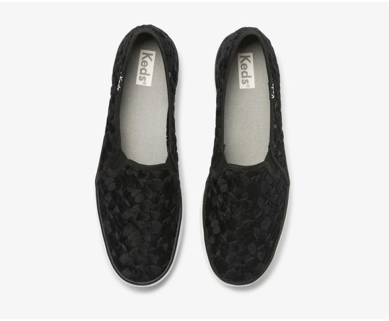 Keds Triple Decker Floral Embroidery Slip On γυναικεια μαυρα | PAX049281