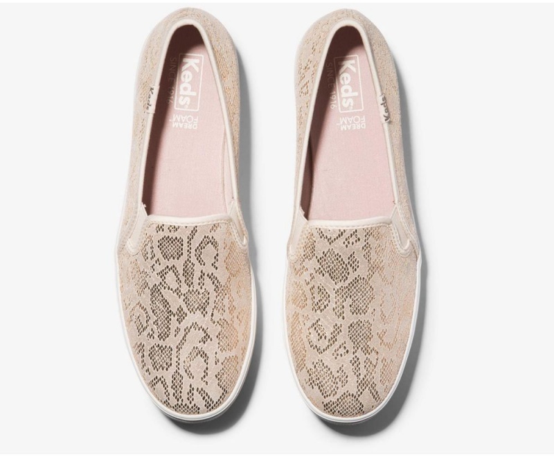 Keds Triple Decker Snake σουετ Slip On γυναικεια χρυσο χρωμα | FWQ039186