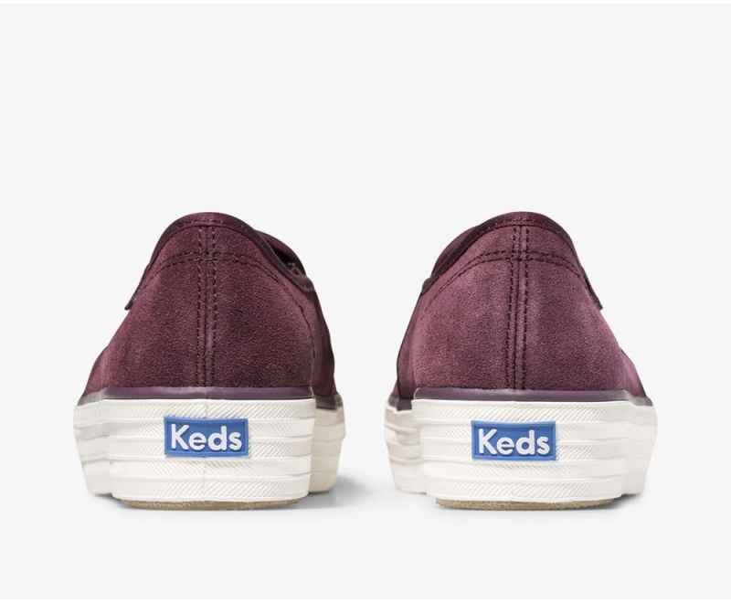 Keds Triple Decker σουετ Burgundy Slip On γυναικεια μπορντο | WJZ729160