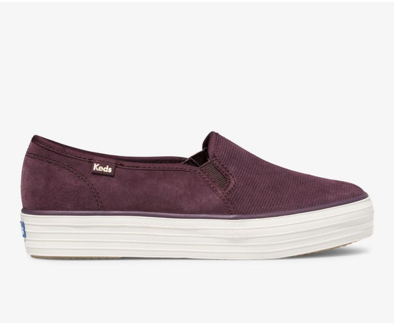 Keds Triple Decker σουετ Burgundy Slip On γυναικεια μπορντο | WJZ729160