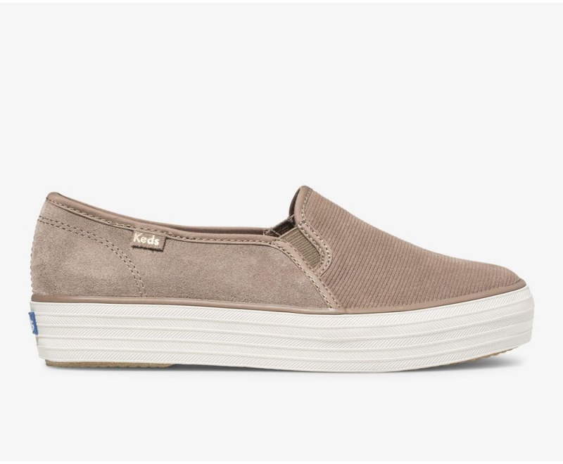 Keds Triple Decker σουετ Slip On γυναικεια γκρι | CDQ429608