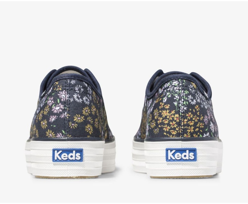 Keds Triple Kick Floral Αθλητικα Παπουτσια γυναικεια σκουρο μπλε | TDA836591